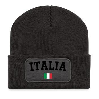 Drapeau italien Noir - Beanie recyclé à patch - charbon - Devant