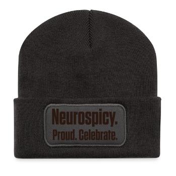 Neurospicy und Proud Spätdiagnose ND - Recycelte Patch Beanie - Dunkelgrau - Vorne