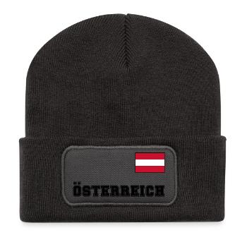 ÖSTERREICH Trikot Look - Flagge Fahne auf Brust - Recycelte Patch Beanie - Dunkelgrau - Vorne