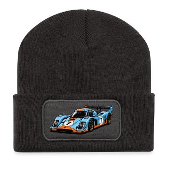 Livrée Voiture de Course Bleu Orange 7 - Beanie recyclé à patch - charbon - Devant