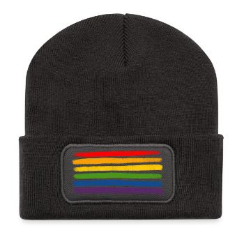 Rayures arc-en-ciel LGBTQIA+- - Beanie recyclé à patch - charbon - Devant