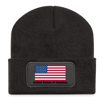 USA Fahne - Recycelte Patch Beanie - Dunkelgrau - Vorne