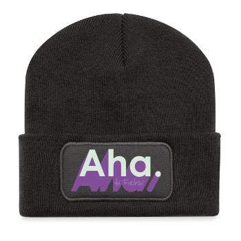 Ah du Fuchs – frecher Wortwitz - Recycelte Patch Beanie - Dunkelgrau - Vorne