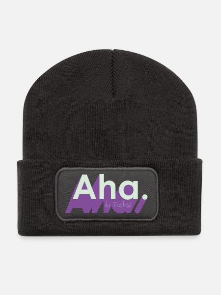 Ah du Fuchs – frecher Wortwitz - Recycelte Patch Beanie - Dunkelgrau