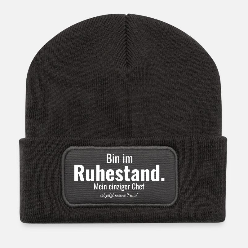 Rente, Ruestand, Verheiratet, Opa, Rentner - Recycelte Patch Beanie - Dunkelgrau