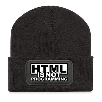 HTML is NOT Programming - Recycelte Patch Beanie - Dunkelgrau - Vorne