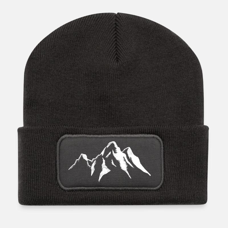 Berge Berg Landschaft Mountains Alpen Ski Schnee - Recycelte Patch Beanie - Dunkelgrau