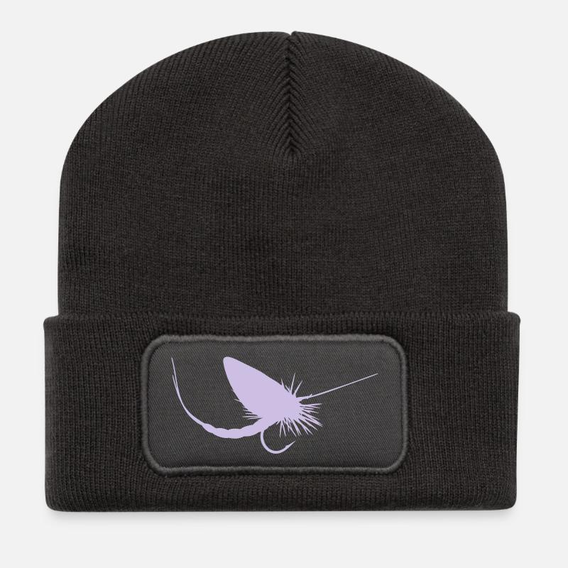 Fliegenfischen - Recycelte Patch Beanie - Dunkelgrau