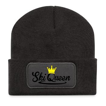 Ski Queen - snow Queen - ski ride snowboard - Recycled Patch Beanie - dark grey - Front