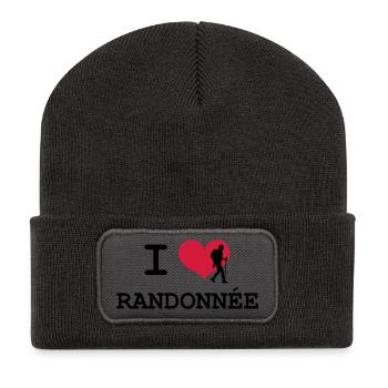 I Love Randonnée - Beanie recyclé à patch - charbon - Devant