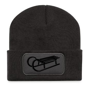 Sleigh Illustration Symbol Graphic Snow Winter - Recycled Patch Beanie - dark grey - Front