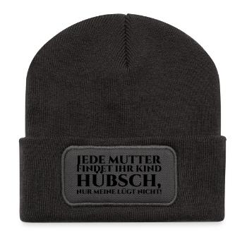 Jede Mutter findet ihr Kind hübsch - black - Recycelte Patch Beanie - Dunkelgrau - Vorne