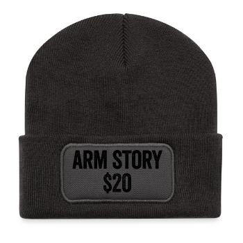 Arm Story 20 $ Amputé Drôle Perdu un bras - Beanie recyclé à patch - charbon - Devant