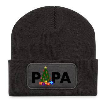Papa Sapin de Noël - Beanie recyclé à patch - charbon - Devant