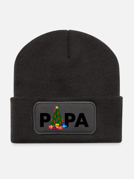 Dad Christmas Tree - Recycled Patch Beanie - dark grey