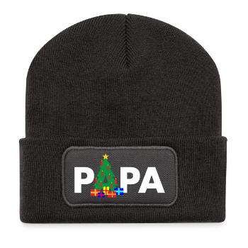 Papa Sapin de Noël - Beanie recyclé à patch - charbon - Devant