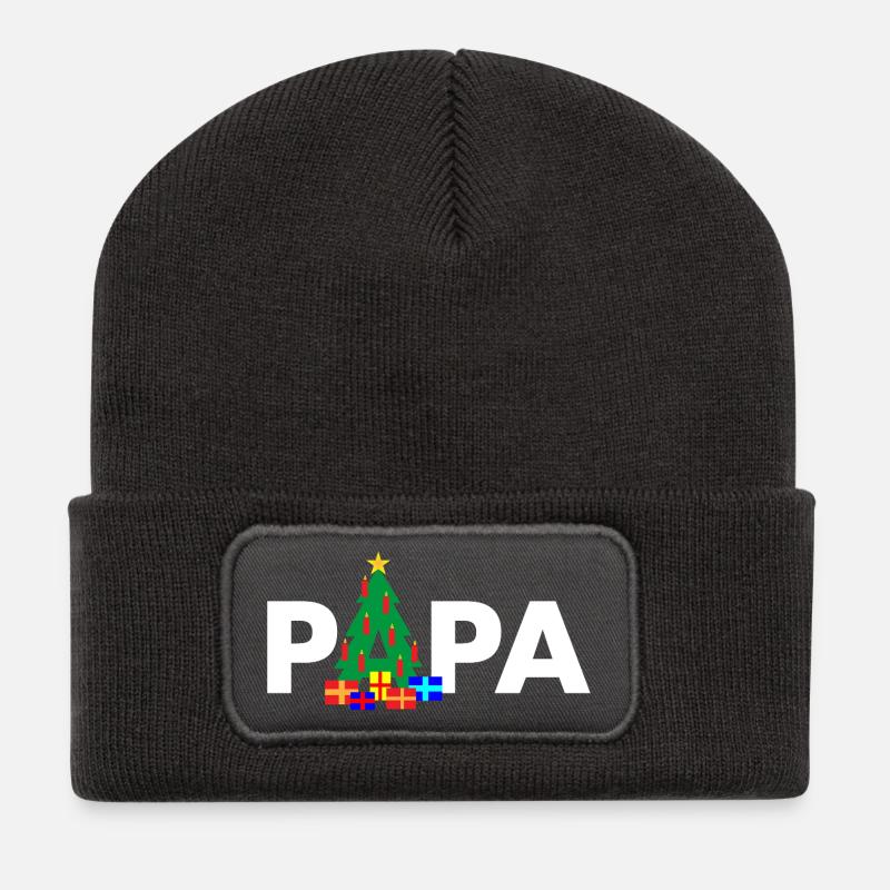 Papa Weihnachtsbaum - Recycelte Patch Beanie - Dunkelgrau