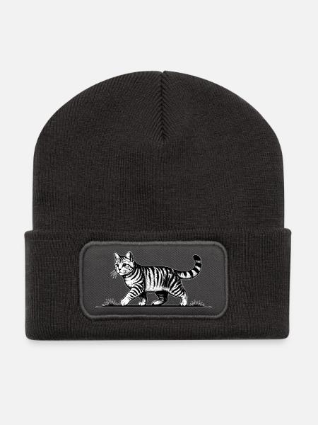 Katze Laufende Katze - Recycelte Patch Beanie - Dunkelgrau