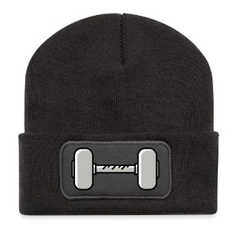 Dumbbell weights icon - Recycled Patch Beanie - dark grey - Front