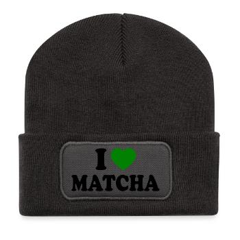 I love matcha - Recycled Patch Beanie - dark grey - Front