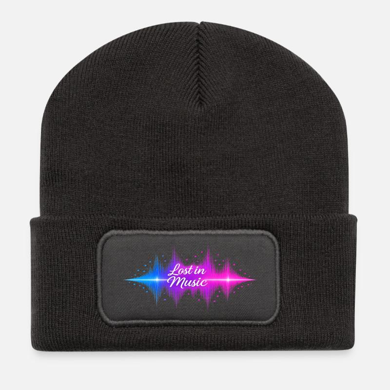 Lost in Music Néon Wave - Beanie recyclé à patch - charbon