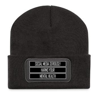 Les réseaux sociaux nuisent sérieusement à la santé mentale selon les affirmations - Beanie recyclé à patch - charbon - Devant