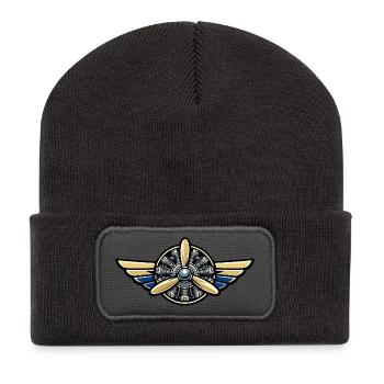 Vintage Flying Propeller Emblem - Recycled Patch Beanie - dark grey - Front