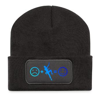 Geschenkidee für die Bouldererin mit Sportklettern - Recycelte Patch Beanie - Dunkelgrau - Vorne