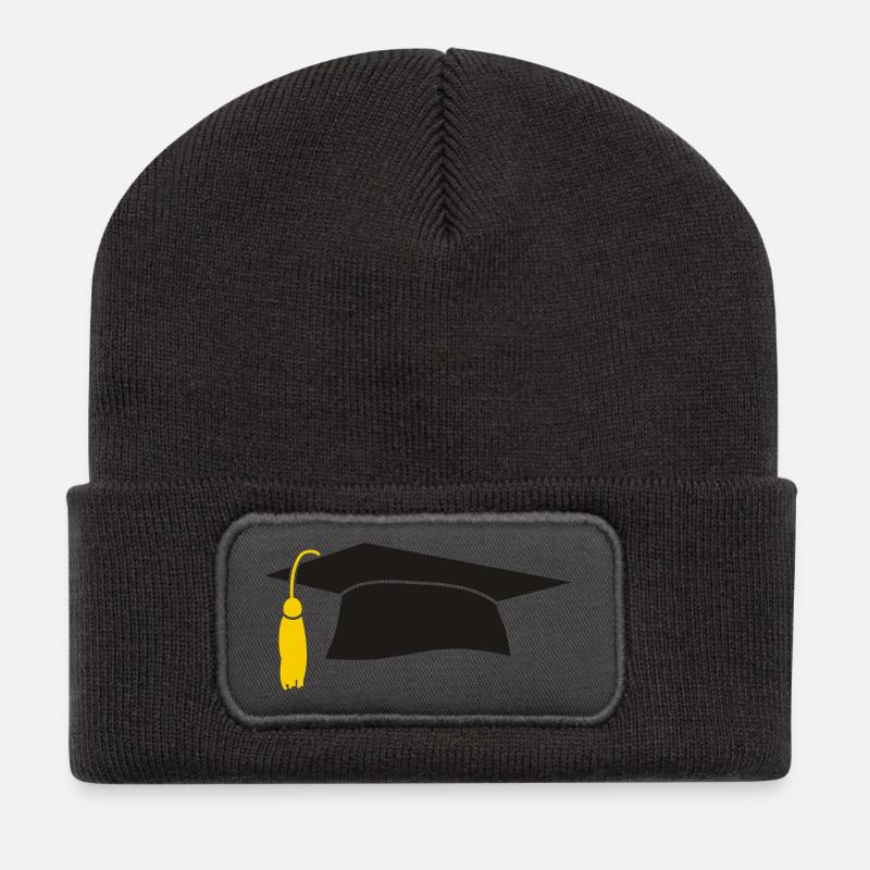 Toque Universitaire - Beanie recyclé à patch - charbon