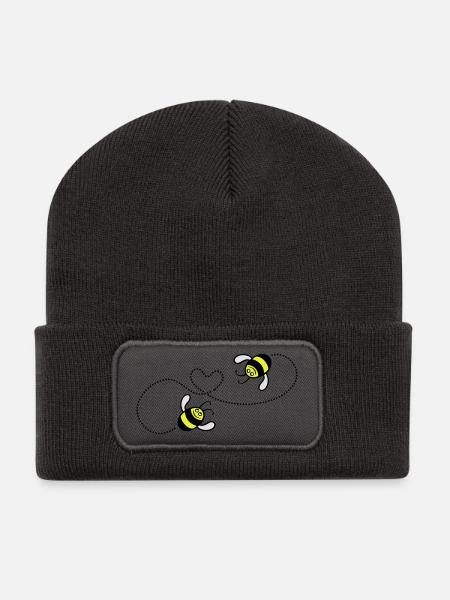 2 Bienchen in love - Recycelte Patch Beanie - Dunkelgrau