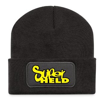 super-héros - Beanie recyclé à patch - charbon - Devant