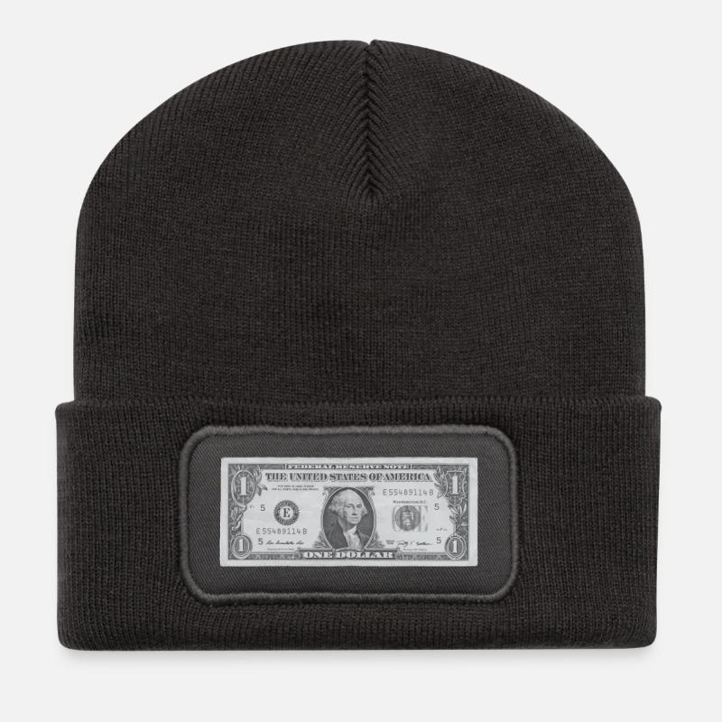 1 Dollar - Recycelte Patch Beanie - Dunkelgrau