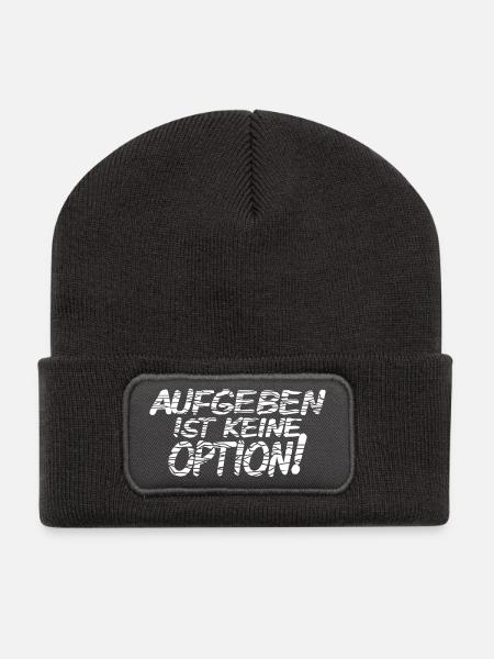 Aufgeben ist keine Option - Recycelte Patch Beanie - Dunkelgrau