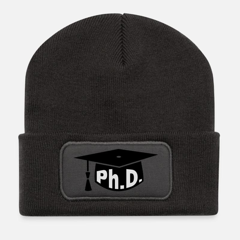 Doktor - Studium - Geschenk - Doktorhut - PhD - Recycelte Patch Beanie - Dunkelgrau