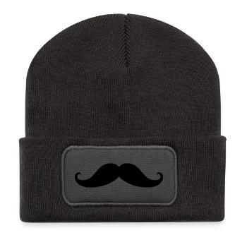 moustache - Beanie recyclé à patch - charbon - Devant