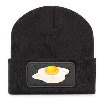 Spiegelei Frühstück - Recycelte Patch Beanie - Dunkelgrau - Vorne