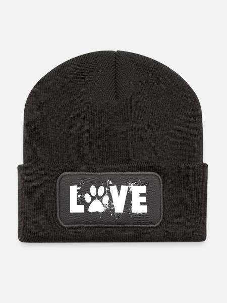 Hunde Liebe - Love - Recycelte Patch Beanie - Dunkelgrau