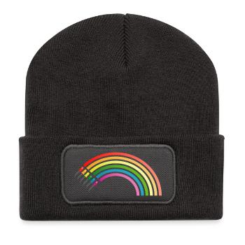 Regenbogen - Recycelte Patch Beanie - Dunkelgrau - Vorne