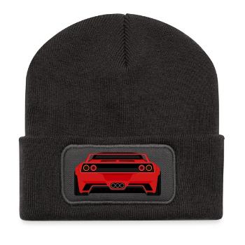 Vue arrière de voiture de sport – Puissance & design - Beanie recyclé à patch - charbon - Devant