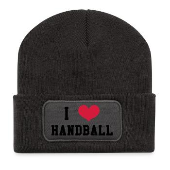 I Love Handball - Recycelte Patch Beanie - Dunkelgrau - Vorne