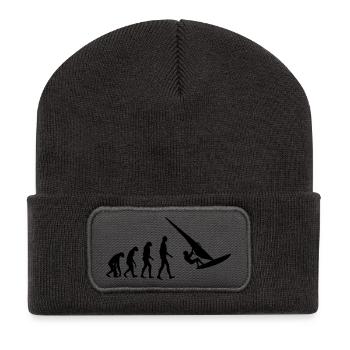 Windsurfen / Windsurfer / Windsurf / Windsurfing - Recycelte Patch Beanie - Dunkelgrau - Vorne