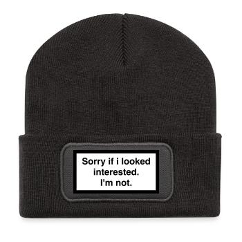 SORRY IF I LOOKED INTERESTED. I'M NOT. - Recycelte Patch Beanie - Dunkelgrau - Vorne