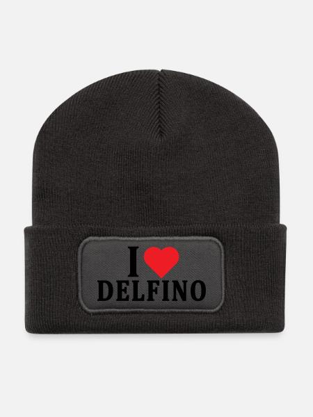 T-Shirt Ich liebe Dolphin T-Shirt Geschenkidee - Recycelte Patch Beanie - Dunkelgrau