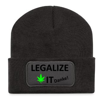 Legalize It weed Cannabis Marihuana - Recycelte Patch Beanie - Dunkelgrau - Vorne