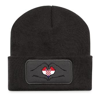 Croatia Flag Heart Shape - Recycled Patch Beanie - dark grey - Front