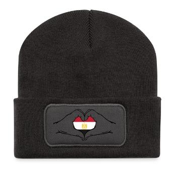Egypt Flag Heart Shape - Recycled Patch Beanie - dark grey - Front