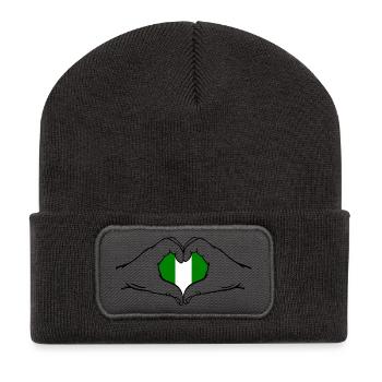Nigeria Flag Heart Shape - Recycled Patch Beanie - dark grey - Front