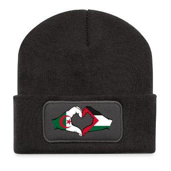 Algérie Palestine Forme de coeur avec les mains - Beanie recyclé à patch - charbon - Devant