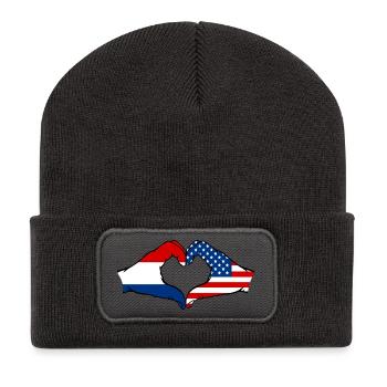 Forme de coeur Holland USA avec les mains - Beanie recyclé à patch - charbon - Devant