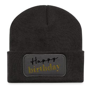 HAPPY BIRTHDAY. HAPPY BIRTHDAY. ANNIVERSARY. - Recycled Patch Beanie - dark grey - Front